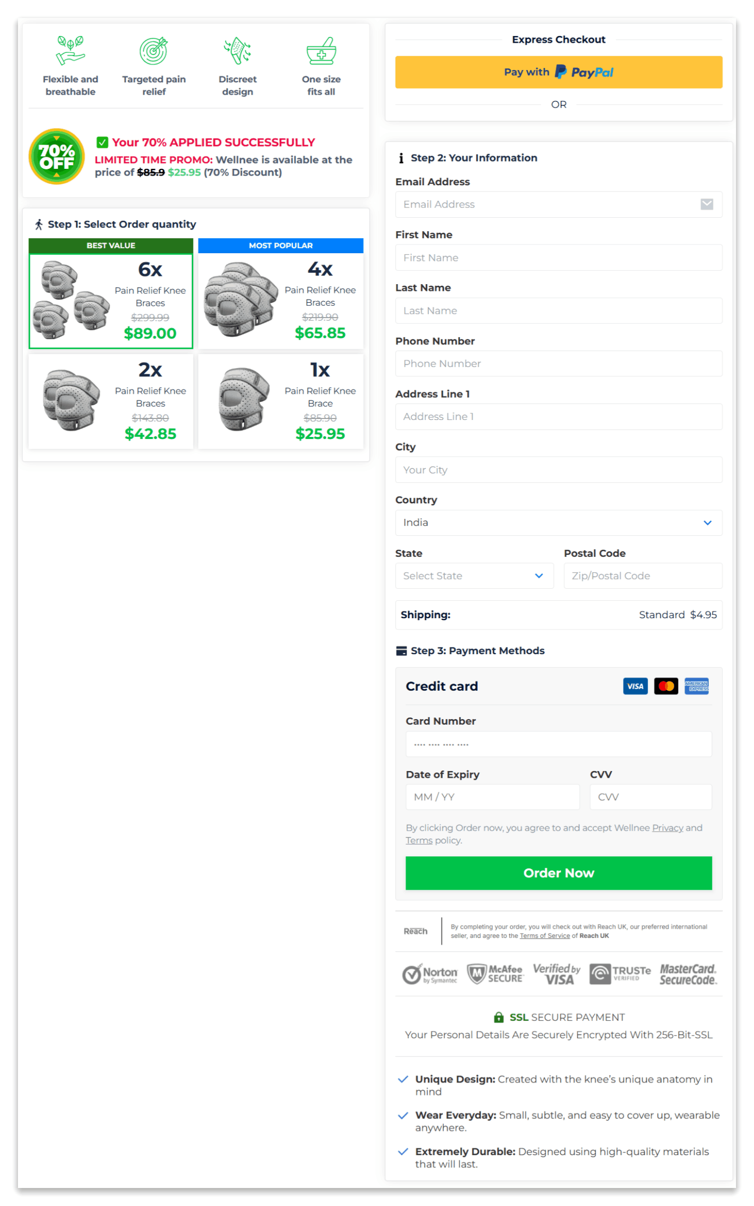 Qinux FootRevita checkout page